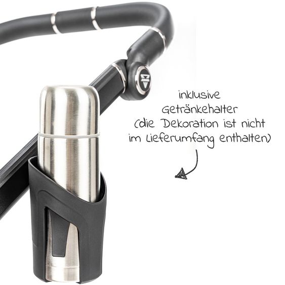 Junama 2in 1 Kombi-Kinderwagen-Set Termo Line Tex inkl. Babywanne, Sportsitz, Wickeltasche & Regenschutz - Schwarz