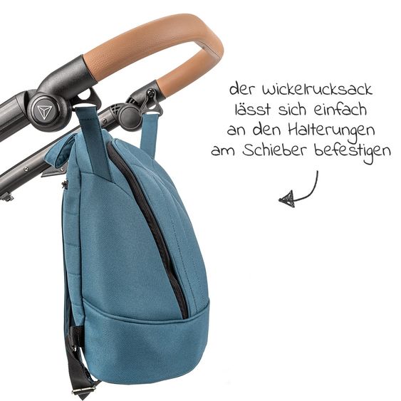 Junama Set passeggino 2in1 Combi Space con navicella, seggiolino sportivo, borsa fasciatoio, cuscino per i piedi e cuscino per le mani - Verde