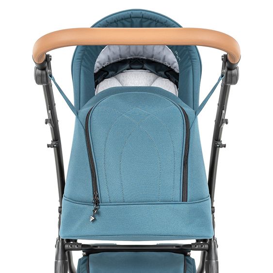Junama Set passeggino 2in1 Combi Space con navicella, seggiolino sportivo, borsa fasciatoio, cuscino per i piedi e cuscino per le mani - Verde