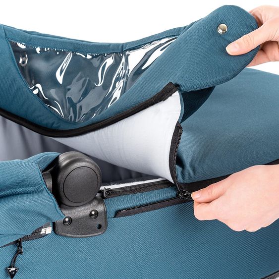 Junama Set passeggino 2in1 Combi Space con navicella, seggiolino sportivo, borsa fasciatoio, cuscino per i piedi e cuscino per le mani - Verde