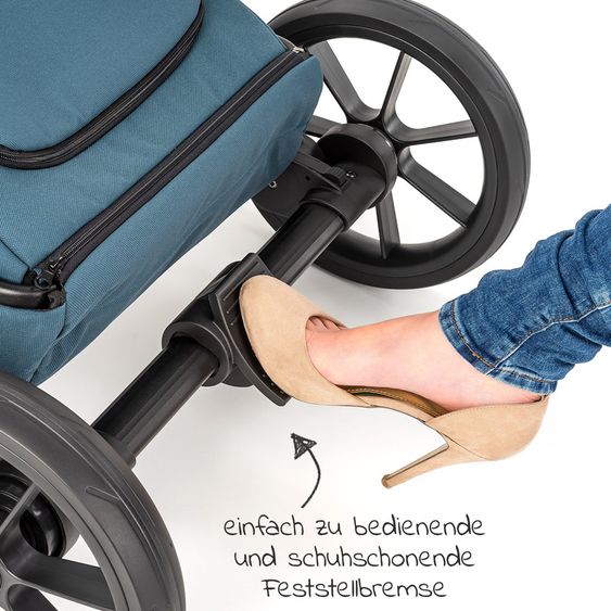 Junama Set passeggino 2in1 Combi Space con navicella, seggiolino sportivo, borsa fasciatoio, cuscino per i piedi e cuscino per le mani - Verde