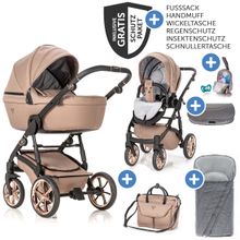 2in1 combination stroller set Termo Line Tex incl. - baby bath, sport seat, diaper bag, footmuff & hand muff - Beige