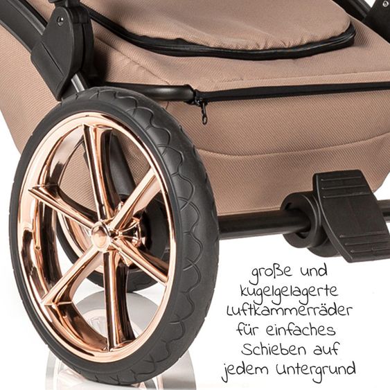 Junama 2in1 Kombikinderwagen-Set Termo Line Tex inkl.- Babywanne, Sportsitz, Wickeltasche, Fußsack & Handmuff - Beige