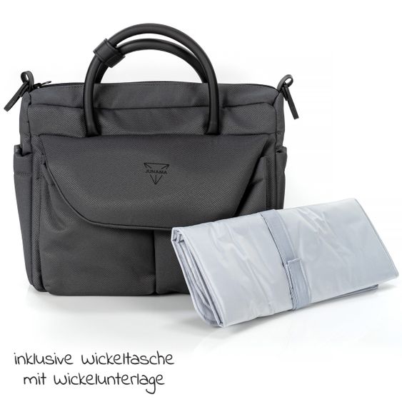 Junama 2in1 Kombikinderwagen-Set Termo Line Tex inkl.- Babywanne, Sportsitz, Wickeltasche, Fußsack & Handmuff - Grau