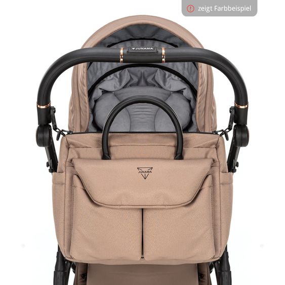 Junama 2in1 Kombikinderwagen-Set Termo Line Tex inkl.- Babywanne, Sportsitz, Wickeltasche, Fußsack & Handmuff - Grau