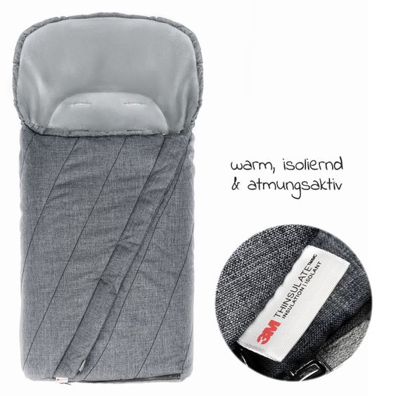 Junama 2in1 Kombikinderwagen-Set Termo Line Tex inkl.- Babywanne, Sportsitz, Wickeltasche, Fußsack & Handmuff - Grau