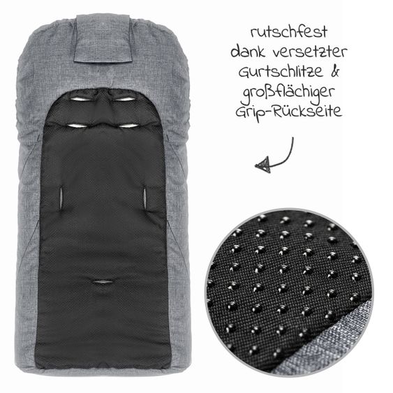 Junama 2in1 Kombikinderwagen-Set Termo Line Tex inkl.- Babywanne, Sportsitz, Wickeltasche, Fußsack & Handmuff - Grau