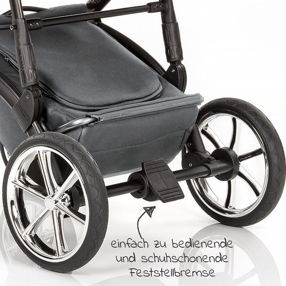 Junama 2in1 Kombikinderwagen-Set Termo Line Tex inkl.- Babywanne, Sportsitz, Wickeltasche, Fußsack & Handmuff - Grau