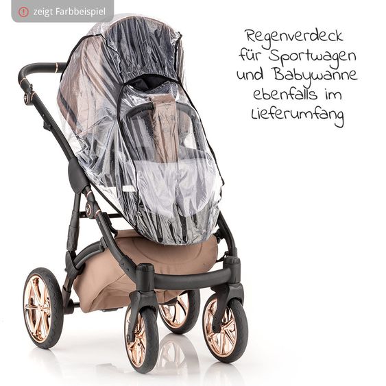 Junama 2in1 Kombikinderwagen-Set Termo Line Tex inkl.- Babywanne, Sportsitz, Wickeltasche, Fußsack & Handmuff - Schwarz
