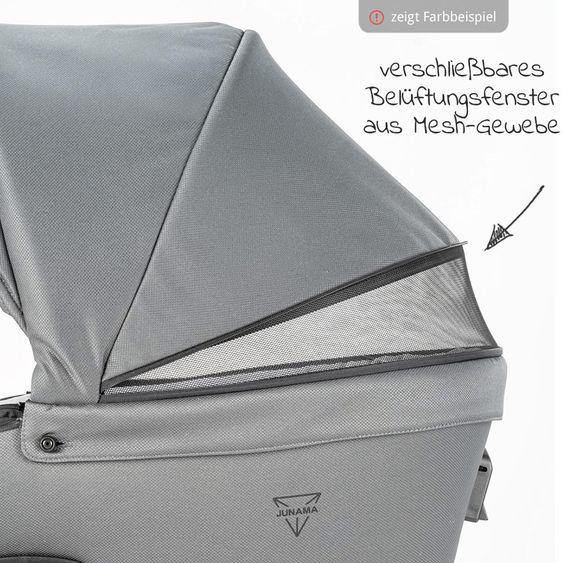 Junama 2in1 Kombikinderwagen-Set Termo Line Tex inkl.- Babywanne, Sportsitz, Wickeltasche, Fußsack & Handmuff - Schwarz