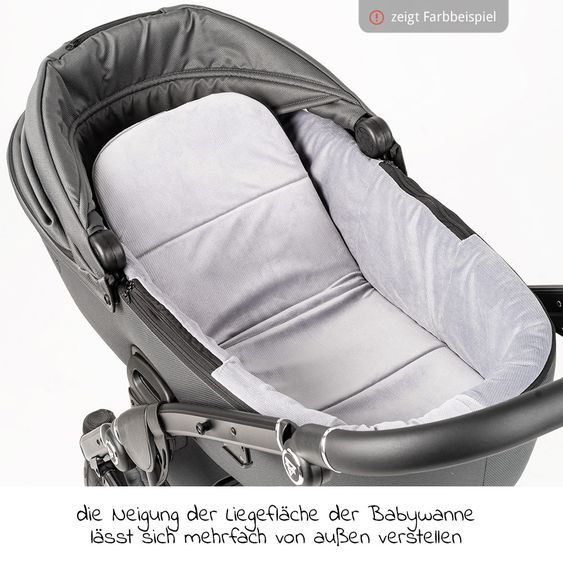Junama 2in1 Kombikinderwagen-Set Termo Line Tex inkl.- Babywanne, Sportsitz, Wickeltasche, Fußsack & Handmuff - Schwarz