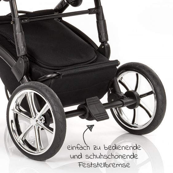Junama 2in1 Kombikinderwagen-Set Termo Line Tex inkl.- Babywanne, Sportsitz, Wickeltasche, Fußsack & Handmuff - Schwarz