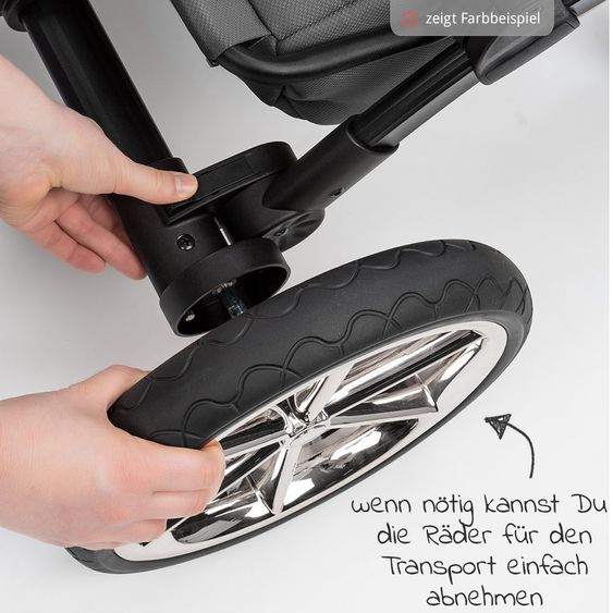 Junama 2in1 Kombikinderwagen-Set Termo Line Tex inkl.- Babywanne, Sportsitz, Wickeltasche, Fußsack & Handmuff - Schwarz