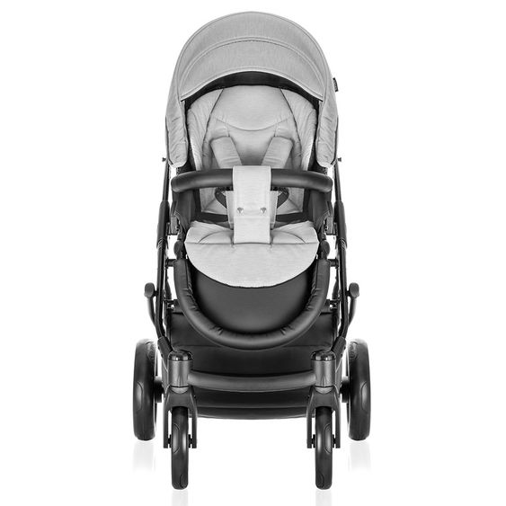 Junama Kombi-Kinderwagen Diamond inkl. Babywanne, Sportsitz, Wickeltasche & Regenschutz -  Grau