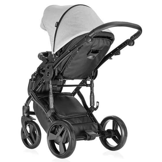 Junama Kombi-Kinderwagen Diamond inkl. Babywanne, Sportsitz, Wickeltasche & Regenschutz -  Grau