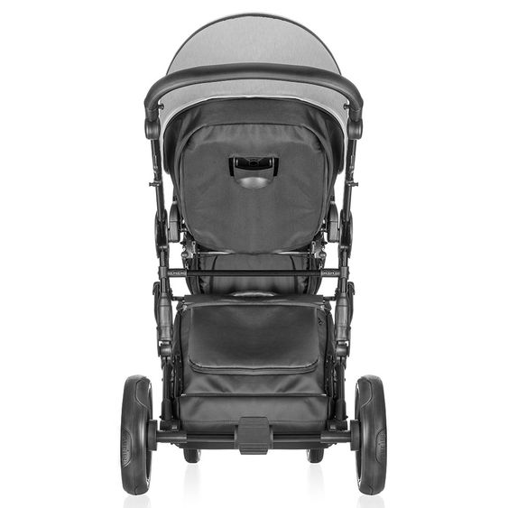 Junama Kombi-Kinderwagen Diamond inkl. Babywanne, Sportsitz, Wickeltasche & Regenschutz -  Grau