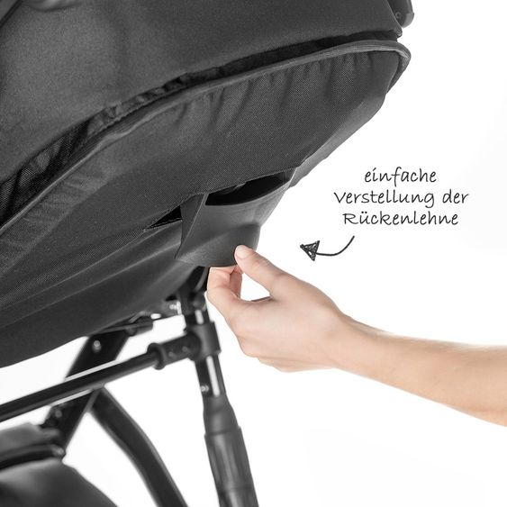 Junama Kombi-Kinderwagen Diamond inkl. Babywanne, Sportsitz, Wickeltasche & Regenschutz -  Grau