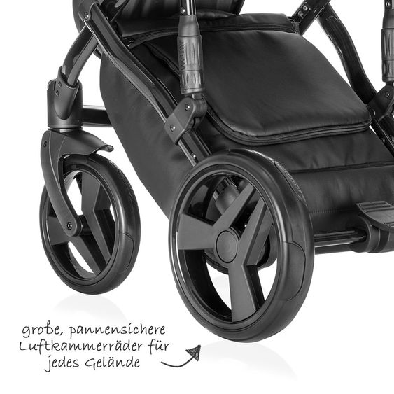 Junama Kombi-Kinderwagen Diamond inkl. Babywanne, Sportsitz, Wickeltasche & Regenschutz -  Grau