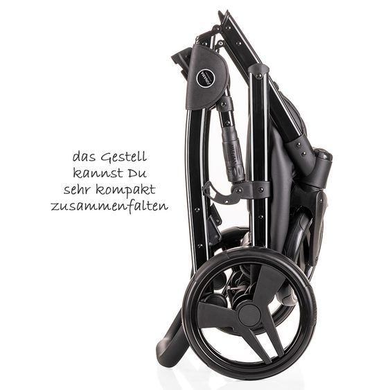 Junama Kombi-Kinderwagen Diamond inkl. Babywanne, Sportsitz, Wickeltasche & Regenschutz -  Grau