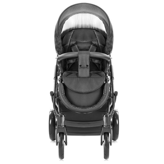 Junama Kombi-Kinderwagen Diamond Mirror inkl. Babywanne, Sportsitz, Wickeltasche & Regenschutz - Satin Hellgrau