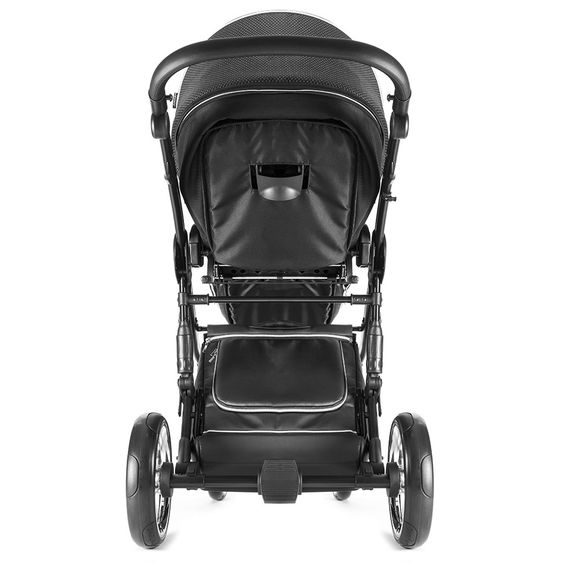 Junama Kombi-Kinderwagen Diamond Mirror inkl. Babywanne, Sportsitz, Wickeltasche & Regenschutz - Satin Hellgrau