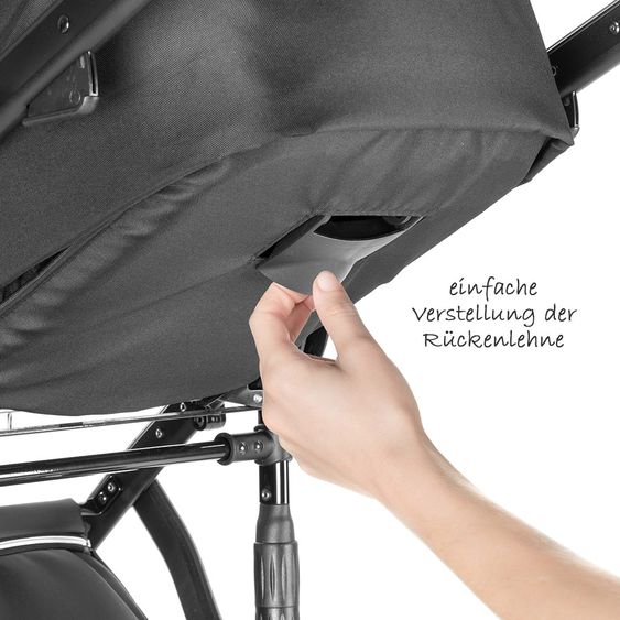 Junama Kombi-Kinderwagen Diamond Mirror inkl. Babywanne, Sportsitz, Wickeltasche & Regenschutz - Satin Hellgrau