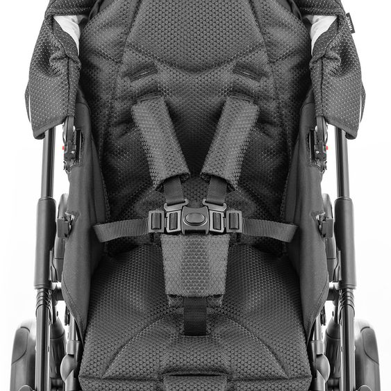 Junama Kombi-Kinderwagen Diamond Mirror inkl. Babywanne, Sportsitz, Wickeltasche & Regenschutz - Satin Hellgrau