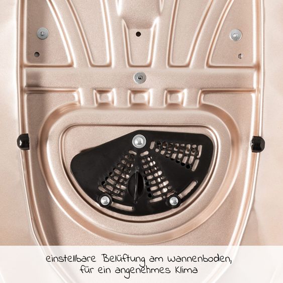 Junama Kombi-Kinderwagen Diamond Mirror inkl. Sportwagen, Babywanne, Wickeltasche, Beindecke + Zubehörpaket - Schwarz Rose