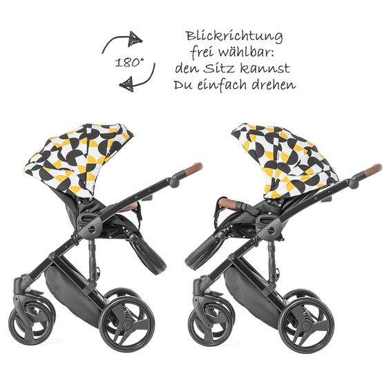 Junama Kombi-Kinderwagen Madena inkl. Babywanne, Sportsitz, Wickeltasche & Regenschutz - Packman