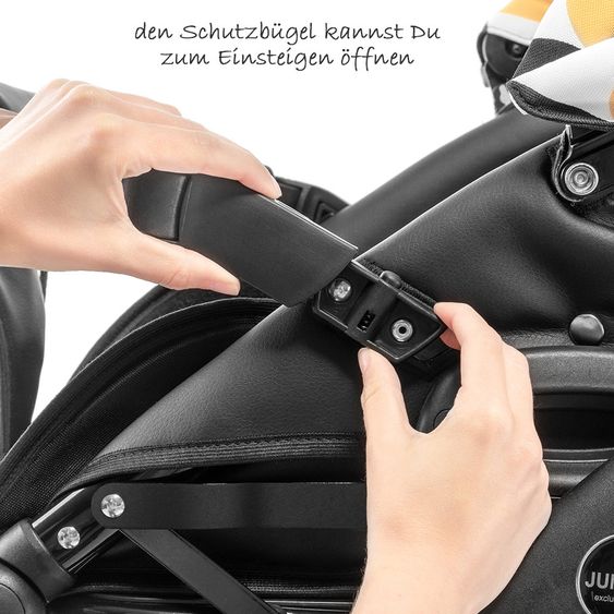 Junama Kombi-Kinderwagen Madena inkl. Babywanne, Sportsitz, Wickeltasche & Regenschutz - Packman
