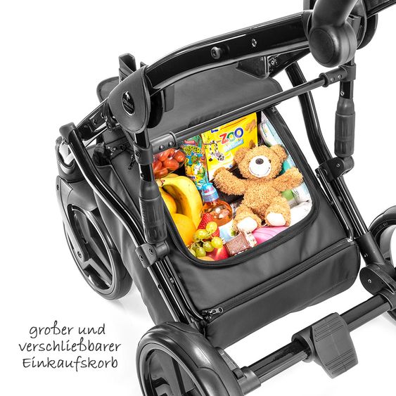Junama Kombi-Kinderwagen Madena inkl. Babywanne, Sportsitz, Wickeltasche & Regenschutz - Packman