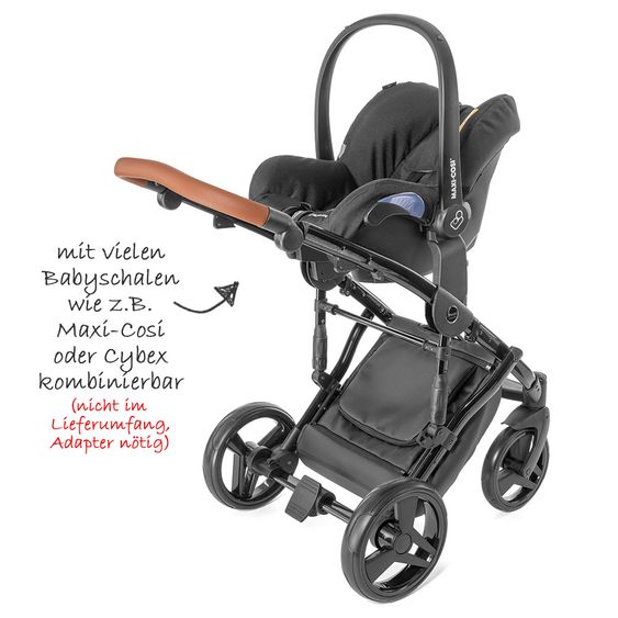 Junama Kombi-Kinderwagen Madena inkl. Babywanne, Sportsitz, Wickeltasche & Regenschutz - Packman