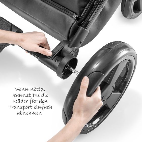 Junama Kombi-Kinderwagen Madena inkl. Babywanne, Sportsitz, Wickeltasche & Regenschutz - Packman