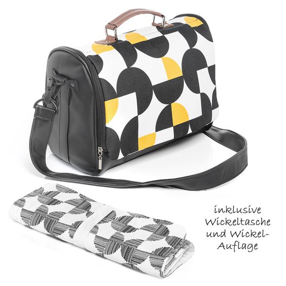 Junama Kombi-Kinderwagen Madena inkl. Babywanne, Sportsitz, Wickeltasche & Regenschutz - Packman