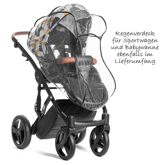 Junama Kombi-Kinderwagen Madena inkl. Babywanne, Sportsitz, Wickeltasche & Regenschutz - Packman
