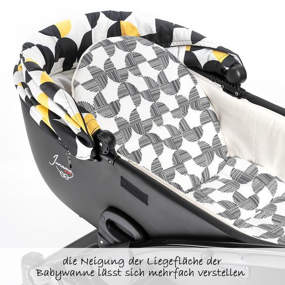 Junama Kombi-Kinderwagen Madena inkl. Babywanne, Sportsitz, Wickeltasche & Regenschutz - Packman