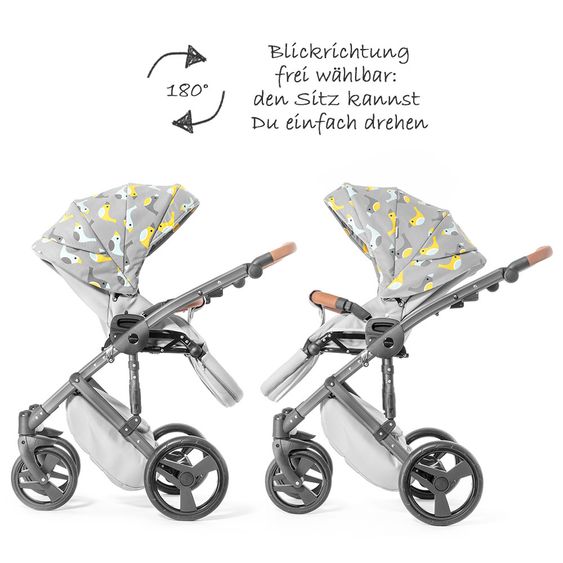 Junama Kombi-Kinderwagen Madena inkl. Babywanne, Sportsitz, Wickeltasche & Regenschutz - Skylark