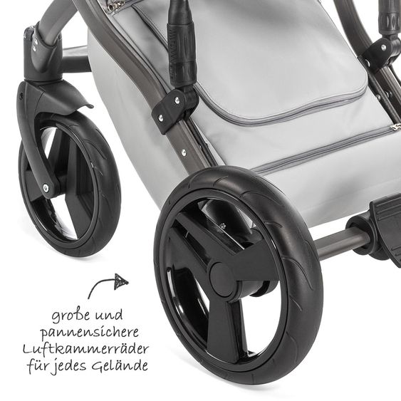 Junama Kombi-Kinderwagen Madena inkl. Babywanne, Sportsitz, Wickeltasche & Regenschutz - Skylark