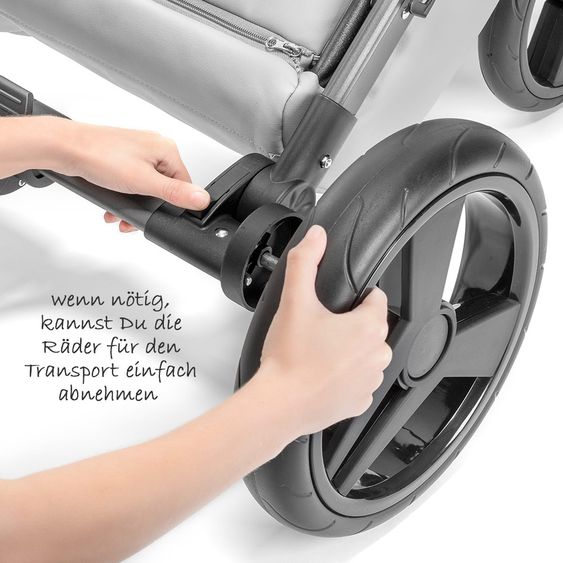 Junama Kombi-Kinderwagen Madena inkl. Babywanne, Sportsitz, Wickeltasche & Regenschutz - Skylark