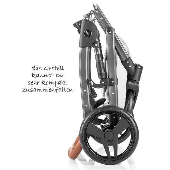 Junama Kombi-Kinderwagen Madena inkl. Babywanne, Sportsitz, Wickeltasche & Regenschutz - Skylark