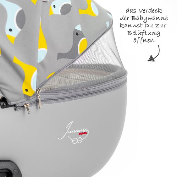 Junama Kombi-Kinderwagen Madena inkl. Babywanne, Sportsitz, Wickeltasche & Regenschutz - Skylark