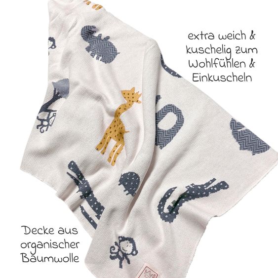 Kaiser Babydecke Animal in Strickoptik Organic aus 100% Organic Cotton 80 x 100 cm - Natural Combo