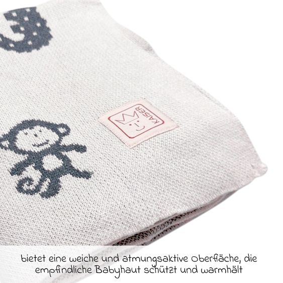 Kaiser Babydecke Animal in Strickoptik Organic aus 100% Organic Cotton 80 x 100 cm - Natural Combo