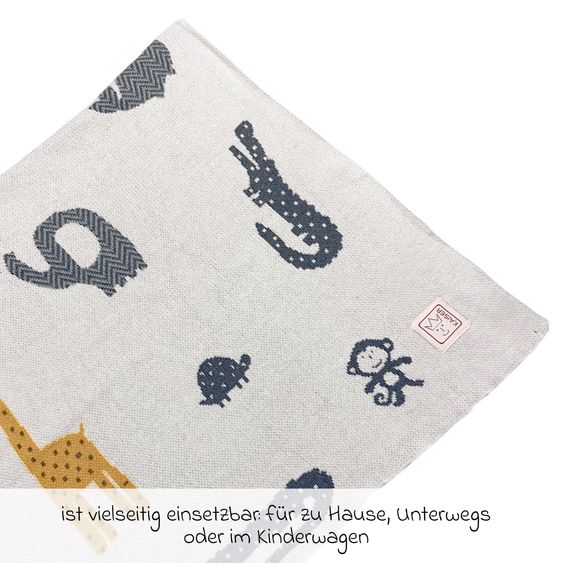 Kaiser Babydecke Animal in Strickoptik Organic aus 100% Organic Cotton 80 x 100 cm - Natural Combo