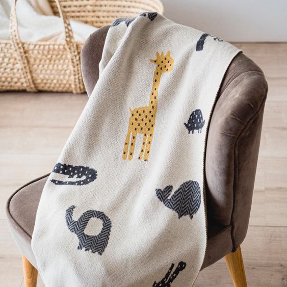 Kaiser Babydecke Animal in Strickoptik Organic aus 100% Organic Cotton 80 x 100 cm - Natural Combo