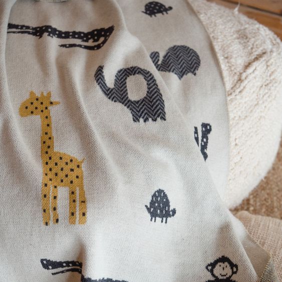 Kaiser Babydecke Animal in Strickoptik Organic aus 100% Organic Cotton 80 x 100 cm - Natural Combo