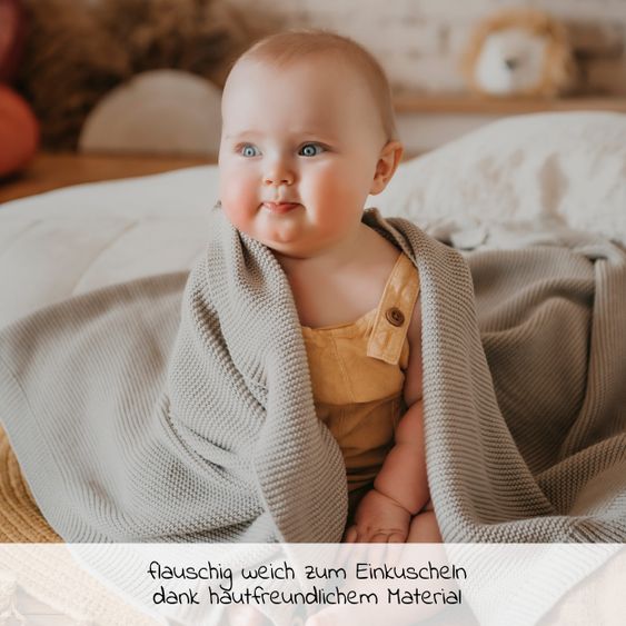 Kaiser Babydecke Knitt Blanket in Strickoptik 75 x 100 cm - Light Grey