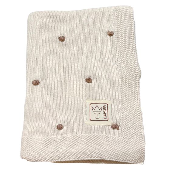 Kaiser Knots baby blanket in knitted look made of 100% organic cotton 80 x 100 cm - Cream / Knots Light Brown