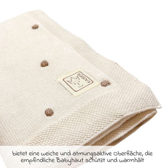 Kaiser Coperta per bambini Knots in maglia di cotone biologico al 100% 80 x 100 cm - Crema / Knots Light Brown