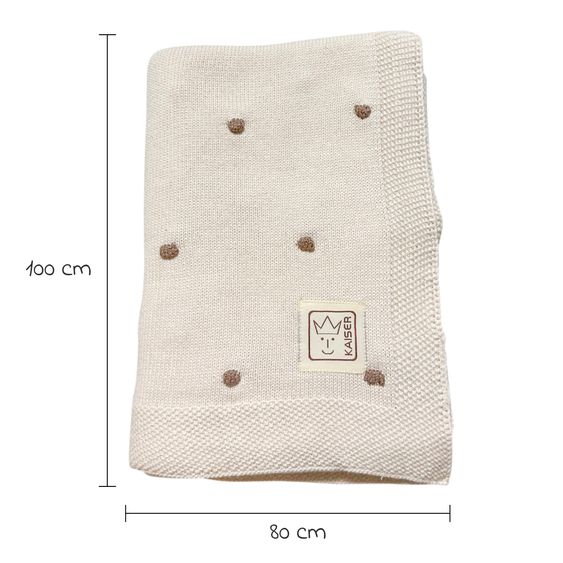 Kaiser Coperta per bambini Knots in maglia di cotone biologico al 100% 80 x 100 cm - Crema / Knots Light Brown